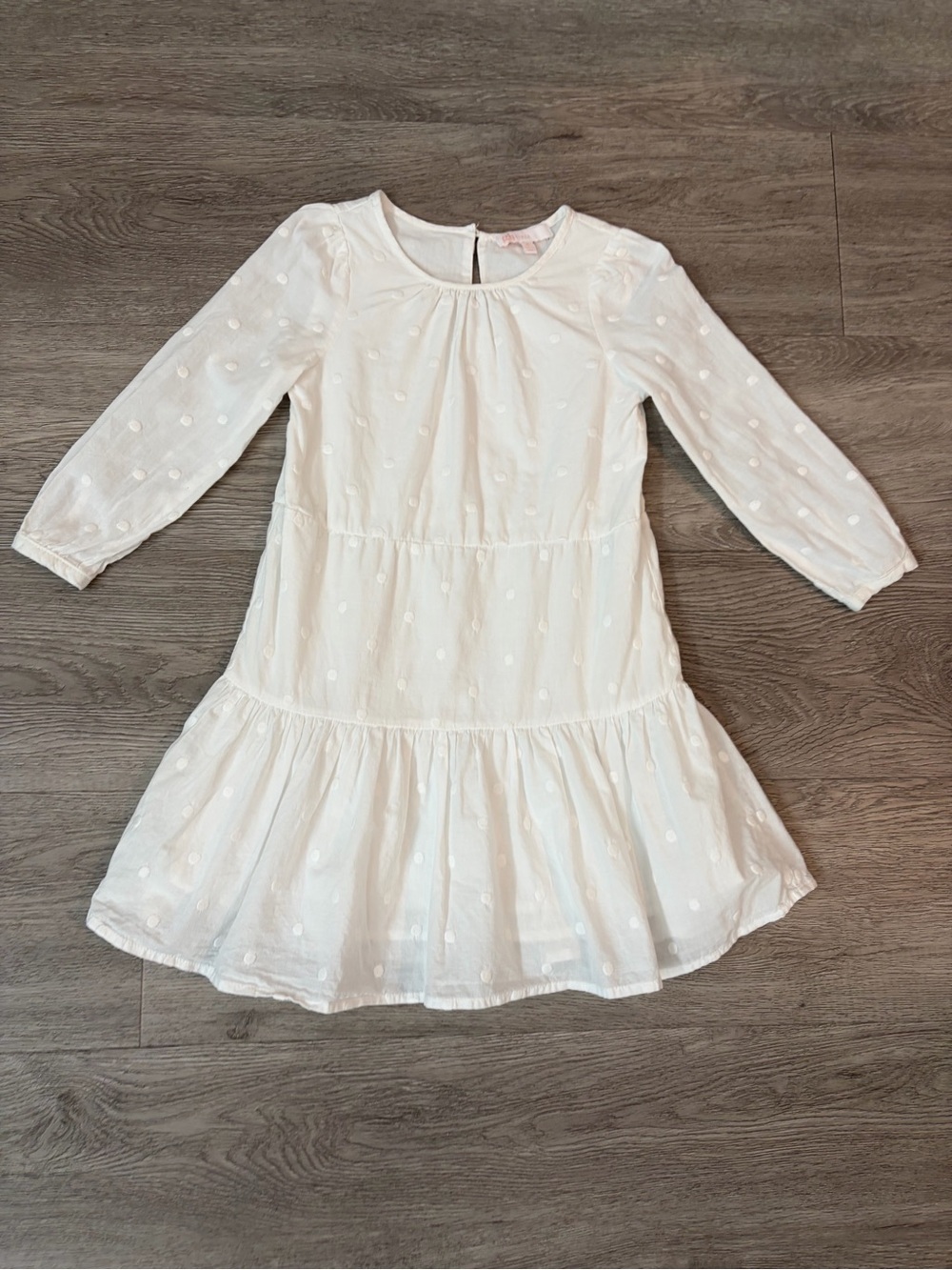 Giani Bini girls Tiered Long-Sleeve Dress in white